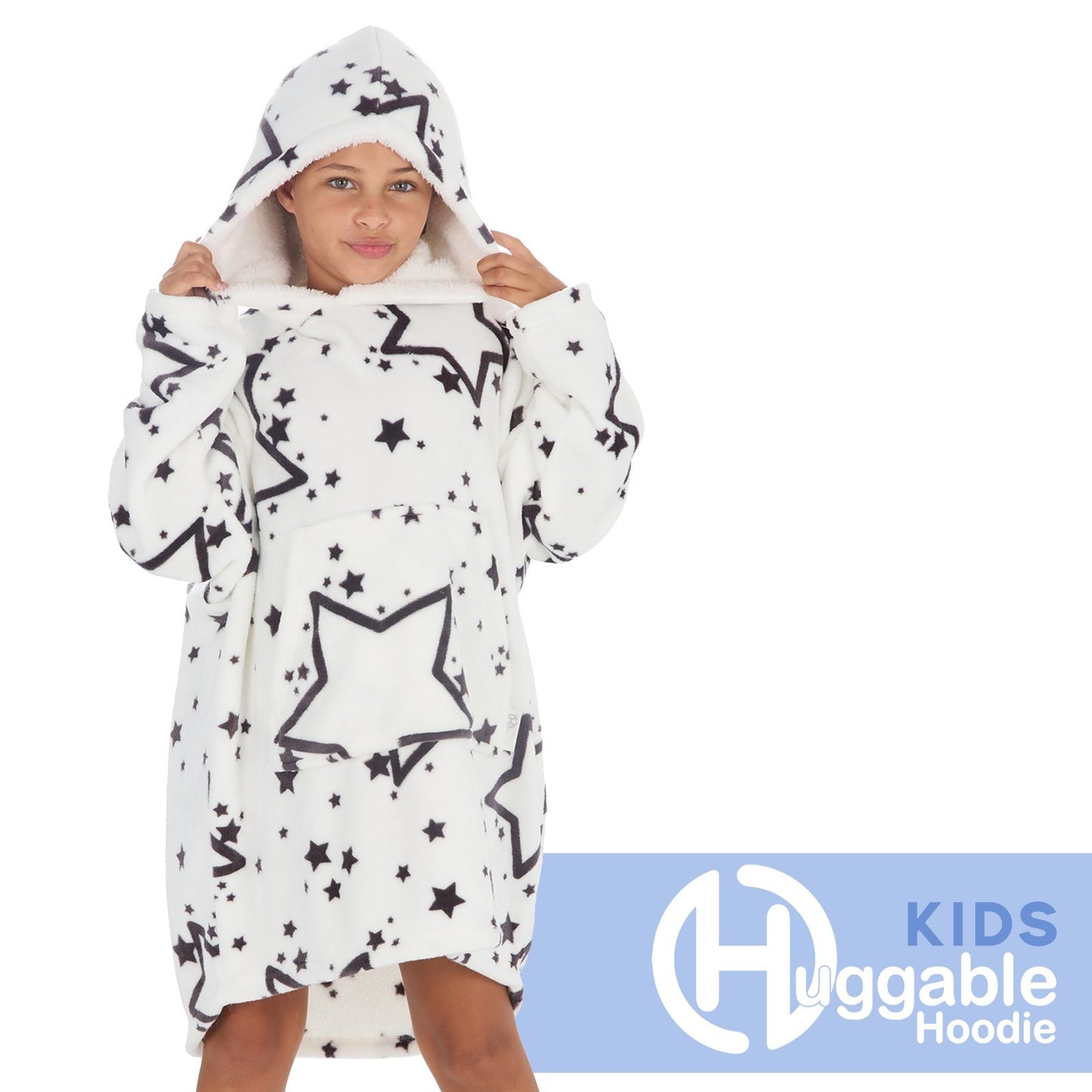Last Few! Girls Star Print Oversized Hoodie – End of Line Bargain