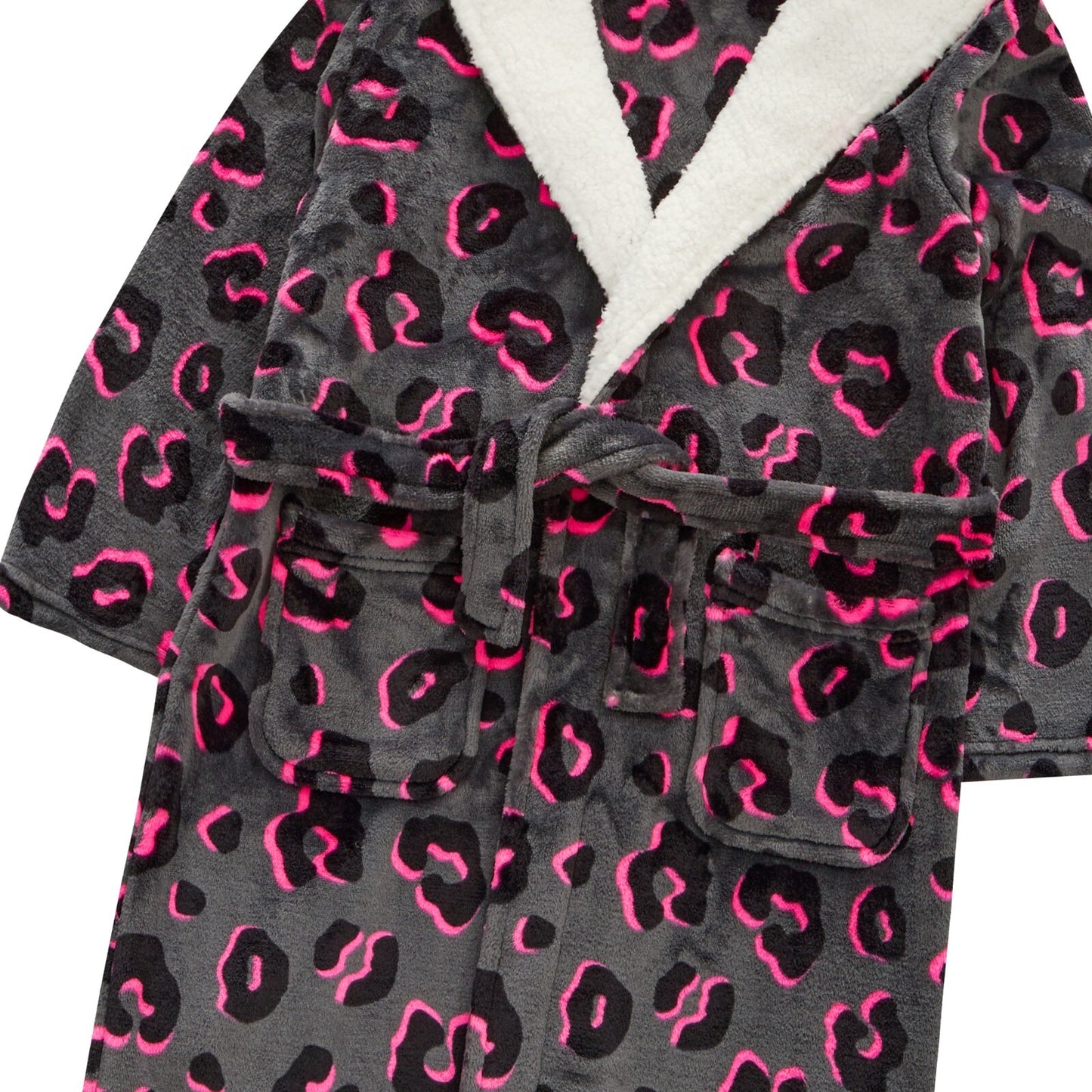 Girls Neon Animal Print Dressing Gown 7-13 Years Soft Fleece Last Few