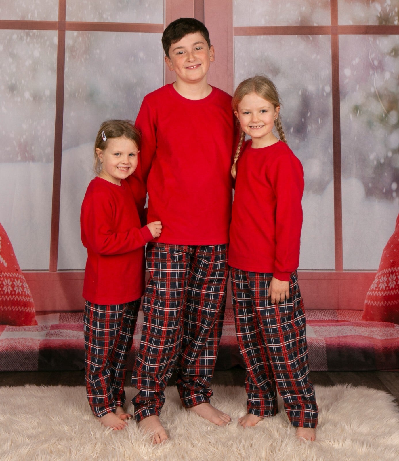 Kids Fleecey Red Pyjamas Cosy For Christmas 3 years to 13 Years