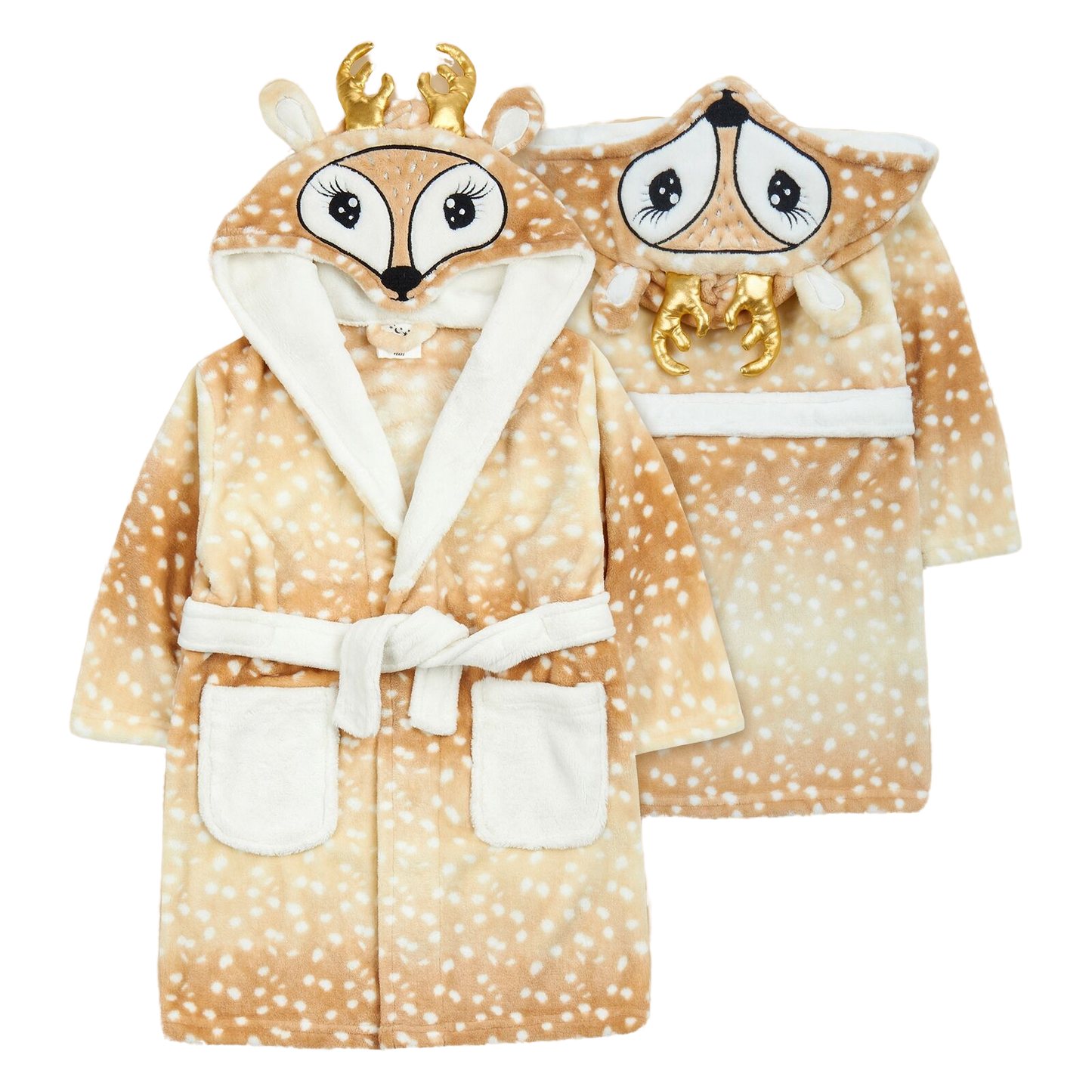 Girls Personalised Deer Dressing Gown 2-6 Years Gorgeous Soft Flannel Fleece