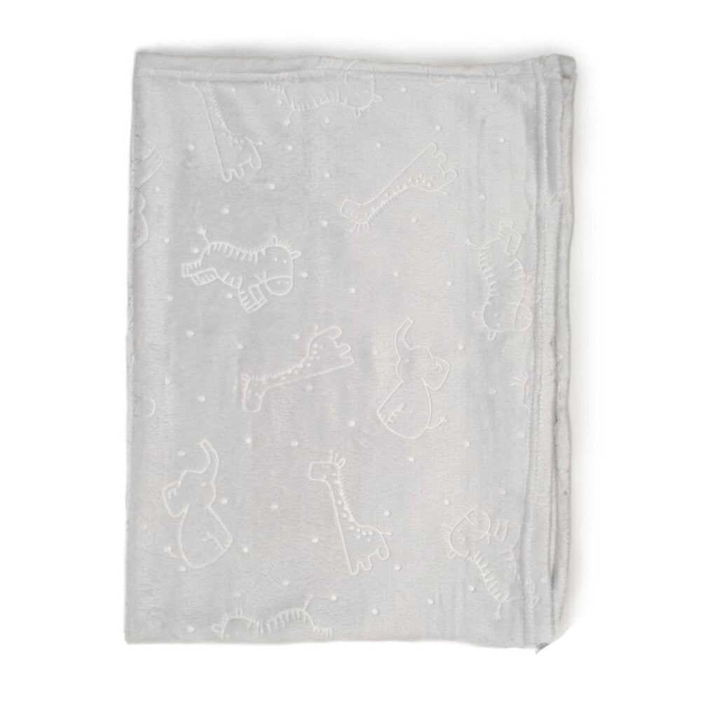Baby Blanket with Embroidered Safari Motif 90cm x 75cm Personalised with Baby