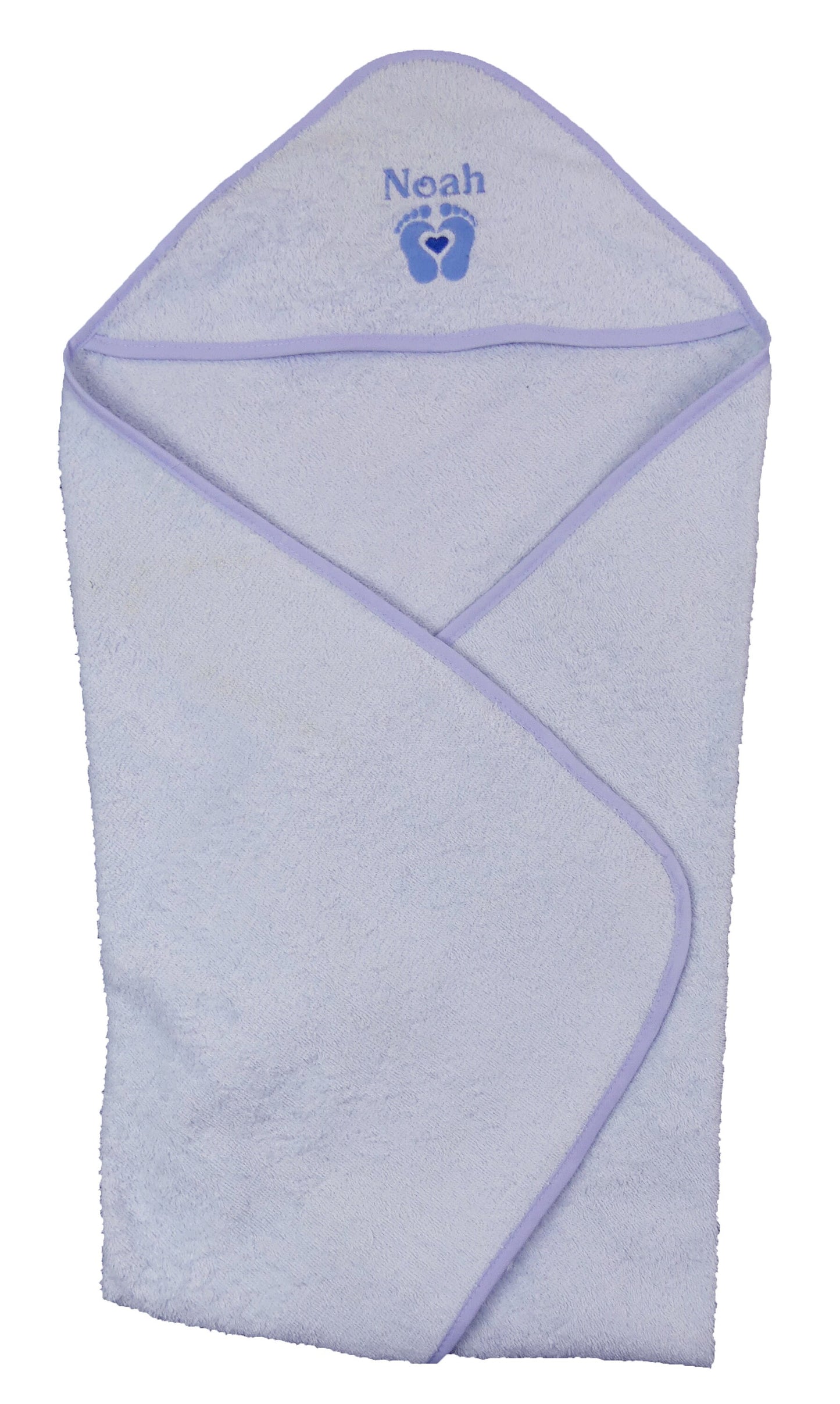 Personalized Baby Hooded Towel with Embroidered Name & Cute Feet - 75x75cm Shower Gift