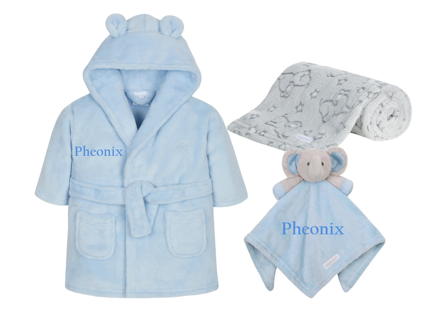 Personalised Baby Robe Dressing Gown 0-6 Months with Matching Personalised Comforter and Blanket Great baby Gift Perfect For Baby Showers
