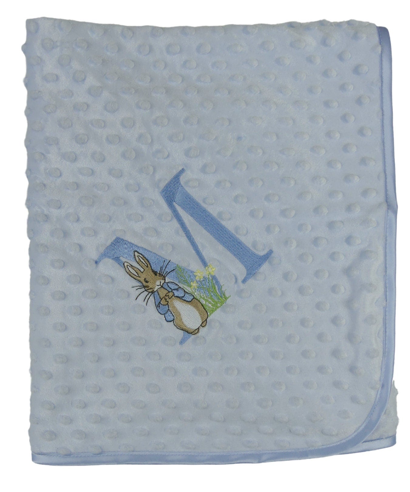 Personalised Peter Rabbit Monogram Baby Bubble Blanket 100cms x70cms 100% Cotton Ideal Baby Gift for Easter