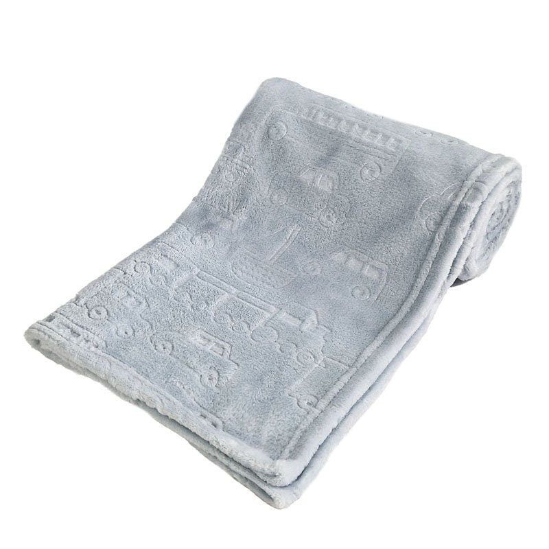 Personalised Baby Blanket Embossed with Cars and Embroidered Car Design 100cm x 75cm Soft and Silky