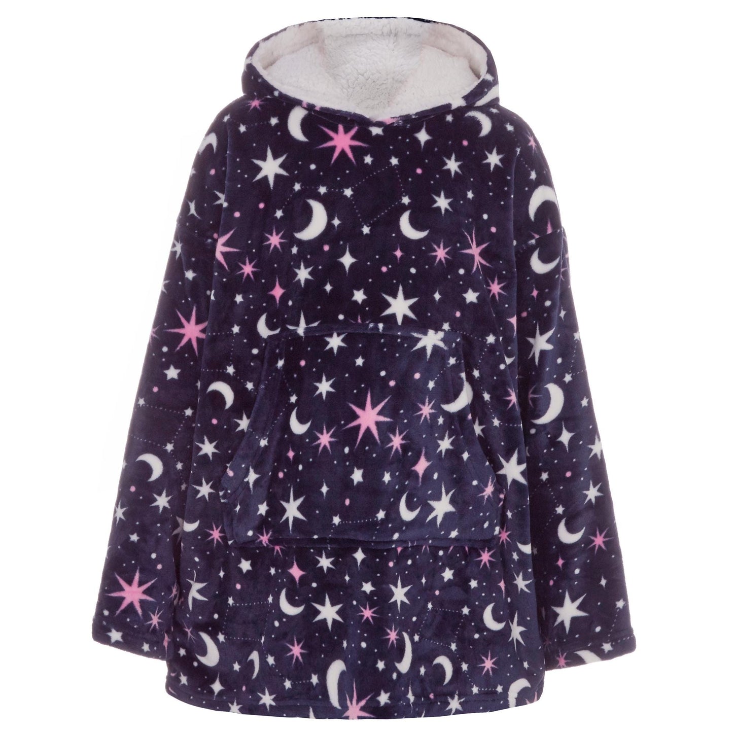 Older Girls Moon and Stars Personalised Over Sized Hoodie Wearable Blanket Loungewear
