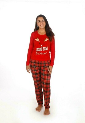 Family Matching Christmas Pyjamas Mum Dad Kids 'Chill Out Its Xmas'
