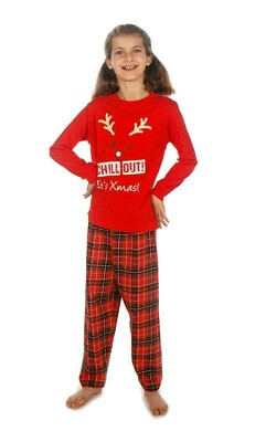 Family Matching Christmas Pyjamas Mum Dad Kids 'Chill Out Its Xmas'