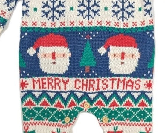 Personalised Festive Knitted Baby Christmas Romper – 0-12 Months