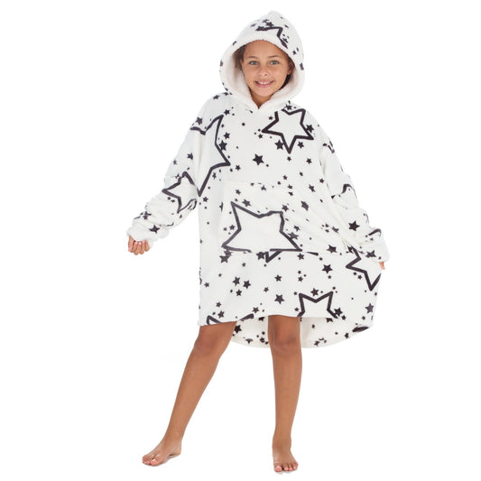 Last Few! Girls Star Print Oversized Hoodie – End of Line Bargain