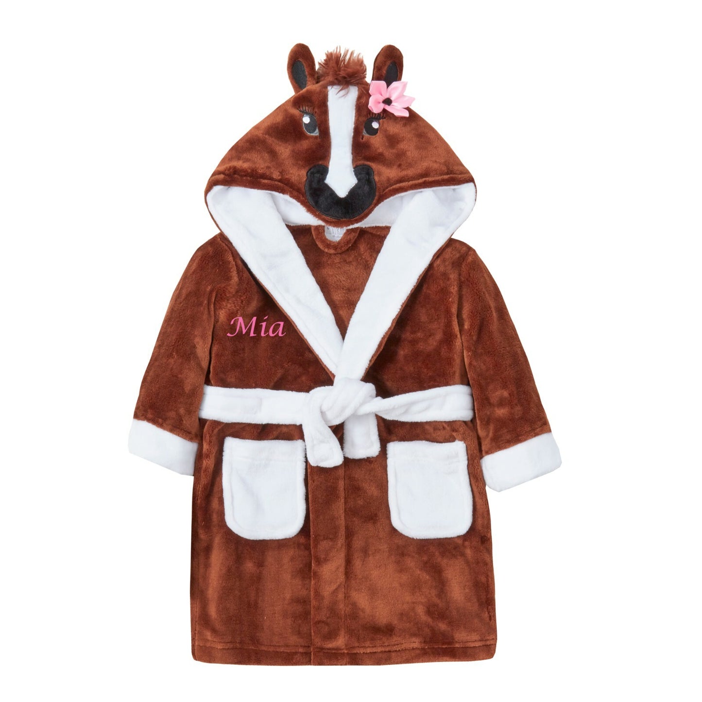 PERSONALISED Girls Horse Design Dressing Gown Robe  2-13 Years