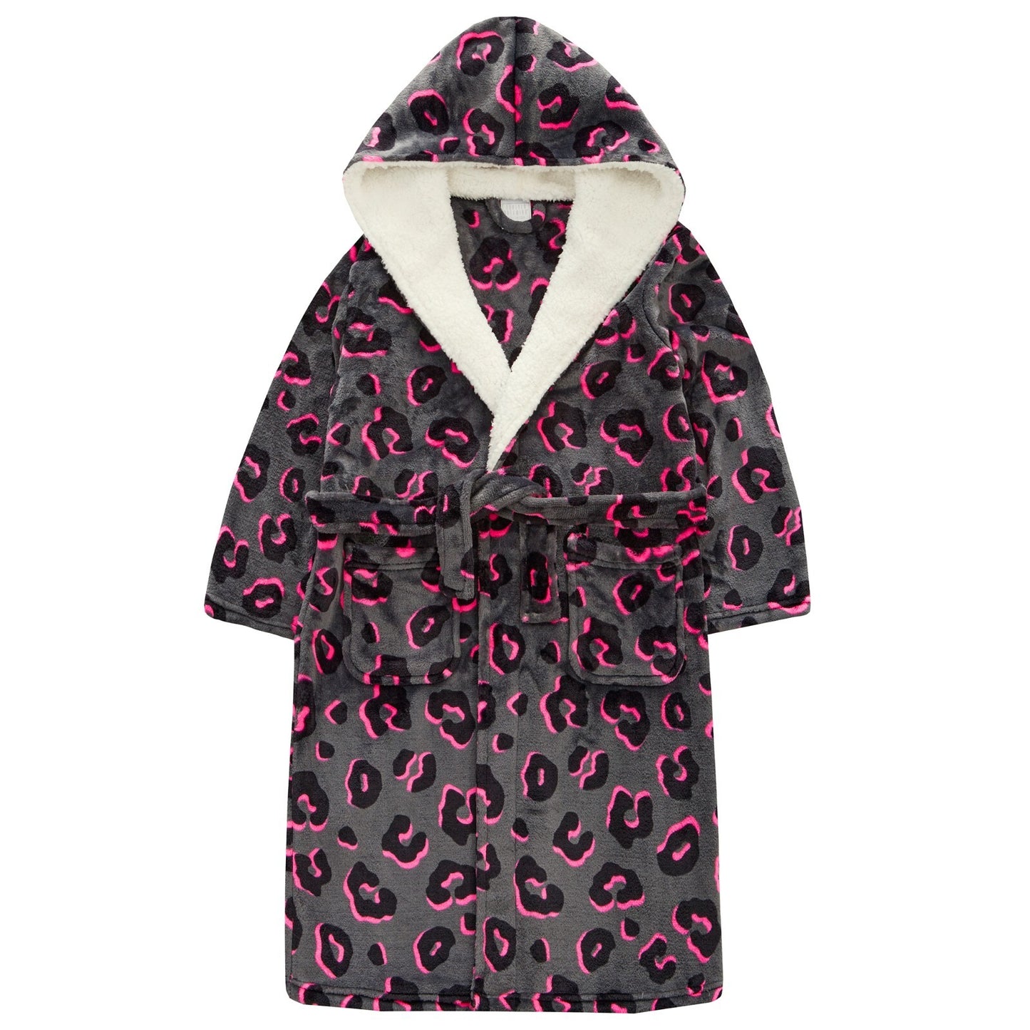 Girls Personalised Neon Animal Print Dressing Gown 7-13 Years  Soft Fleece