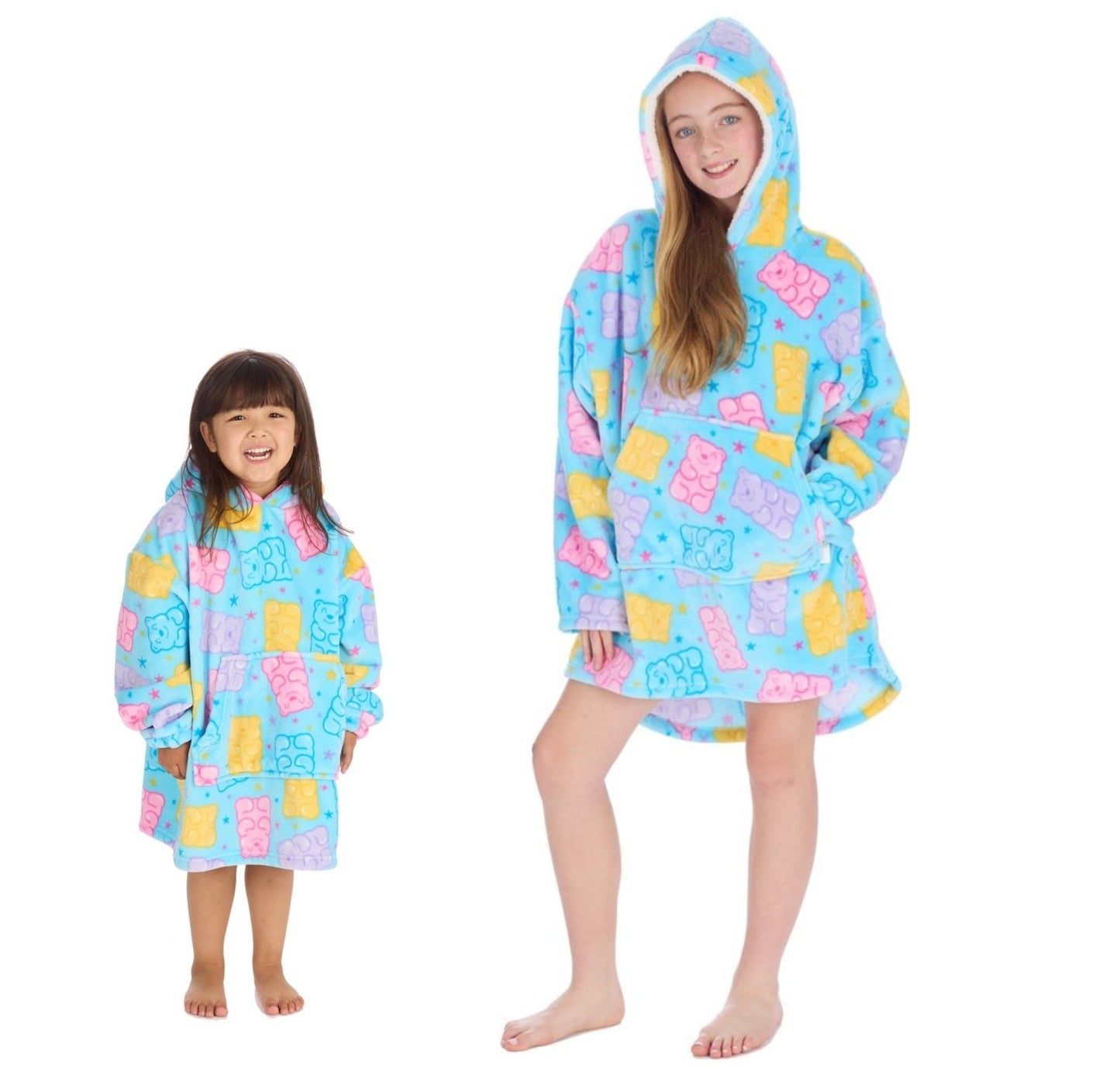 Personalised Girls Gummy Bear Oversized Hoodie – Cosy Fleece  Size3-6y and 7-13y