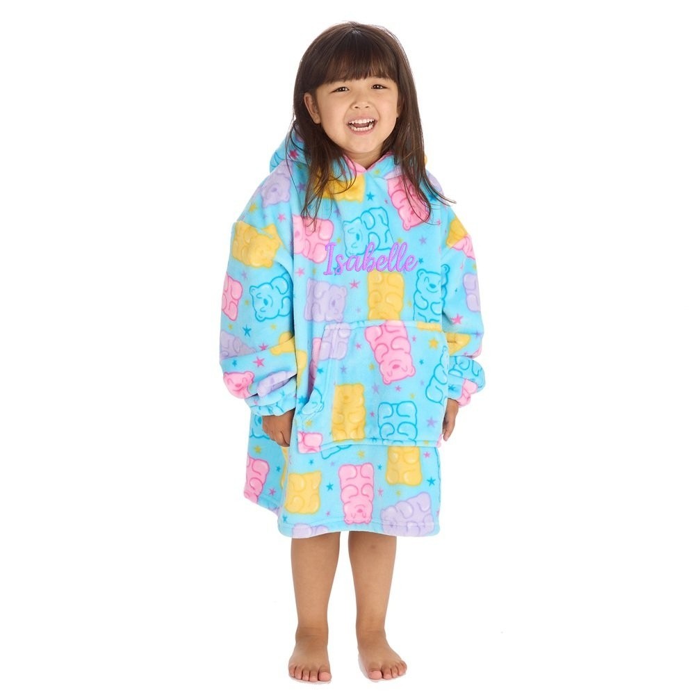 Personalised Girls Gummy Bear Oversized Hoodie – Cosy Fleece  Size3-6y and 7-13y