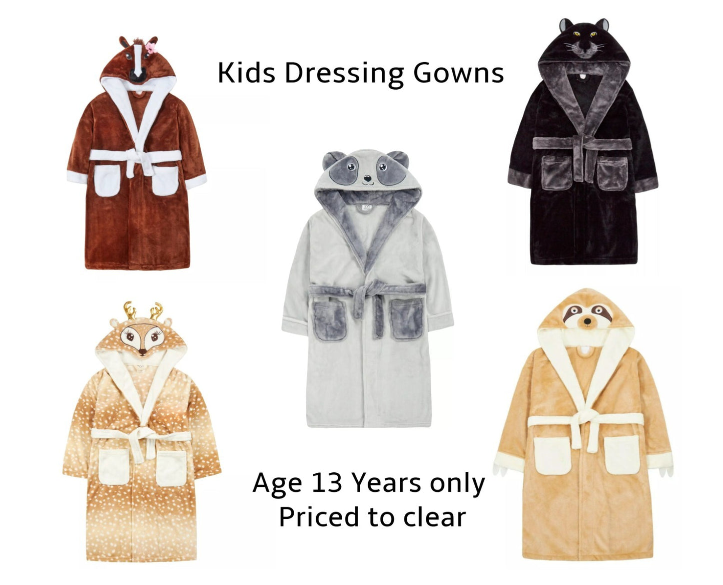LAST CHANCE TO GRAB THESE ADORABLE ANIMAL-THEMED DRESSING GOWNS – AGE 13 ONLY!