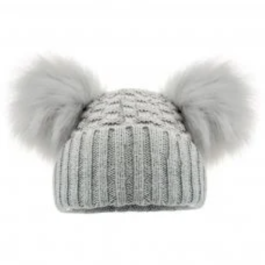 Boys Girls Baby Double Furry Pom Pom Hats 3 Months to 4 Years Cute Personalised