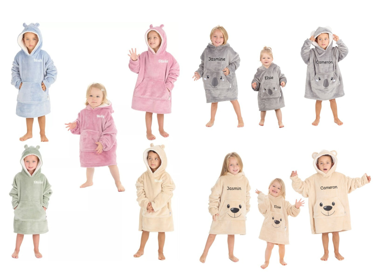 Personalised Children's Oversized Hoodie Snuggle Fleece 18mths-3yrs and 3-6yrs