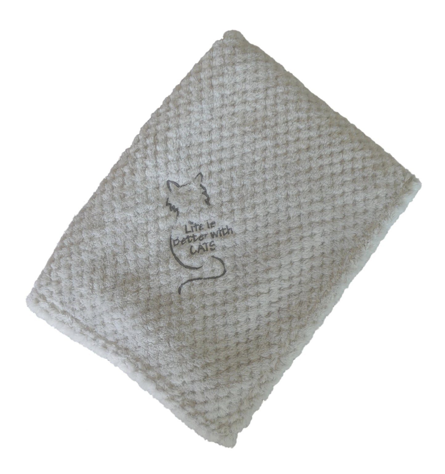 Personalised Kitten Cat Blanket Embroidered 'Life is Better With Cats' and Name