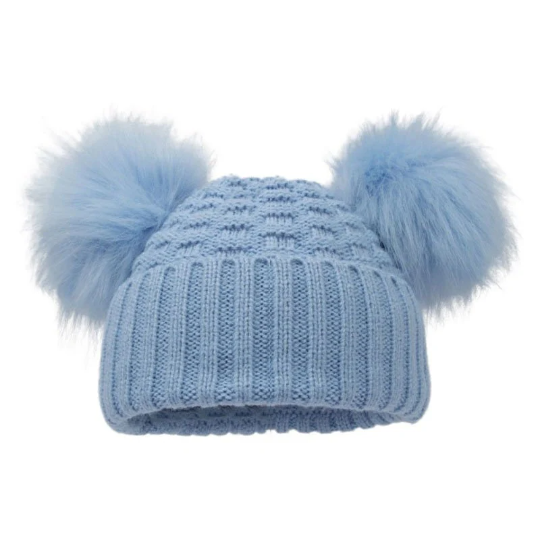 Boys Girls Baby Double Furry Pom Pom Hats 3 Months to 4 Years Cute Personalised