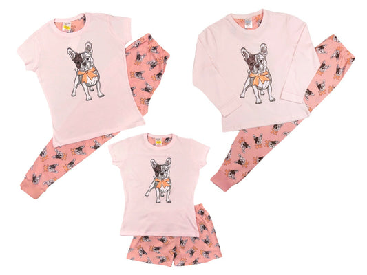 Girls Pyjamas Cute French Bulldog Loungewear Style 5-6 Years up to 13 Years