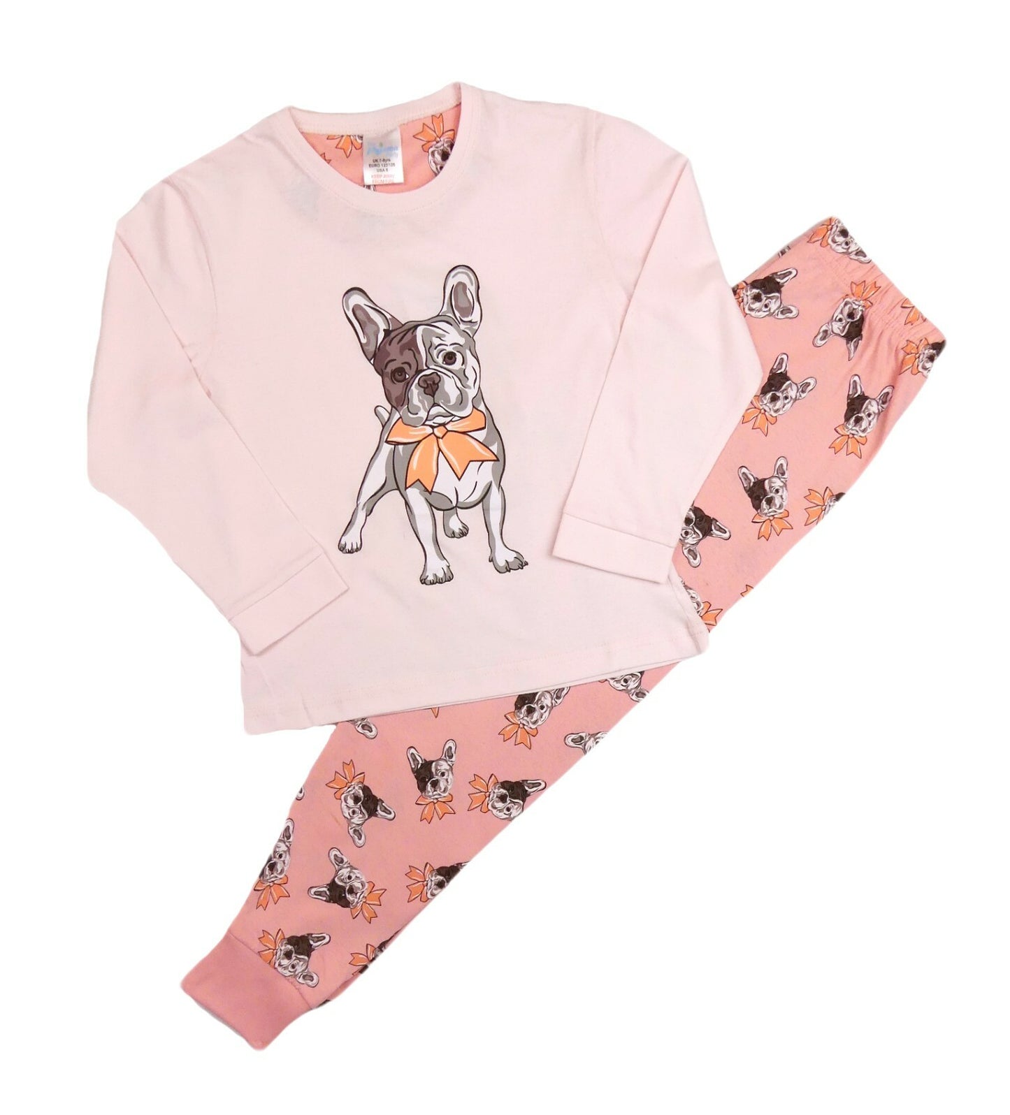 Girls Pyjamas Cute French Bulldog Loungewear Style 5-6 Years up to 13 Years