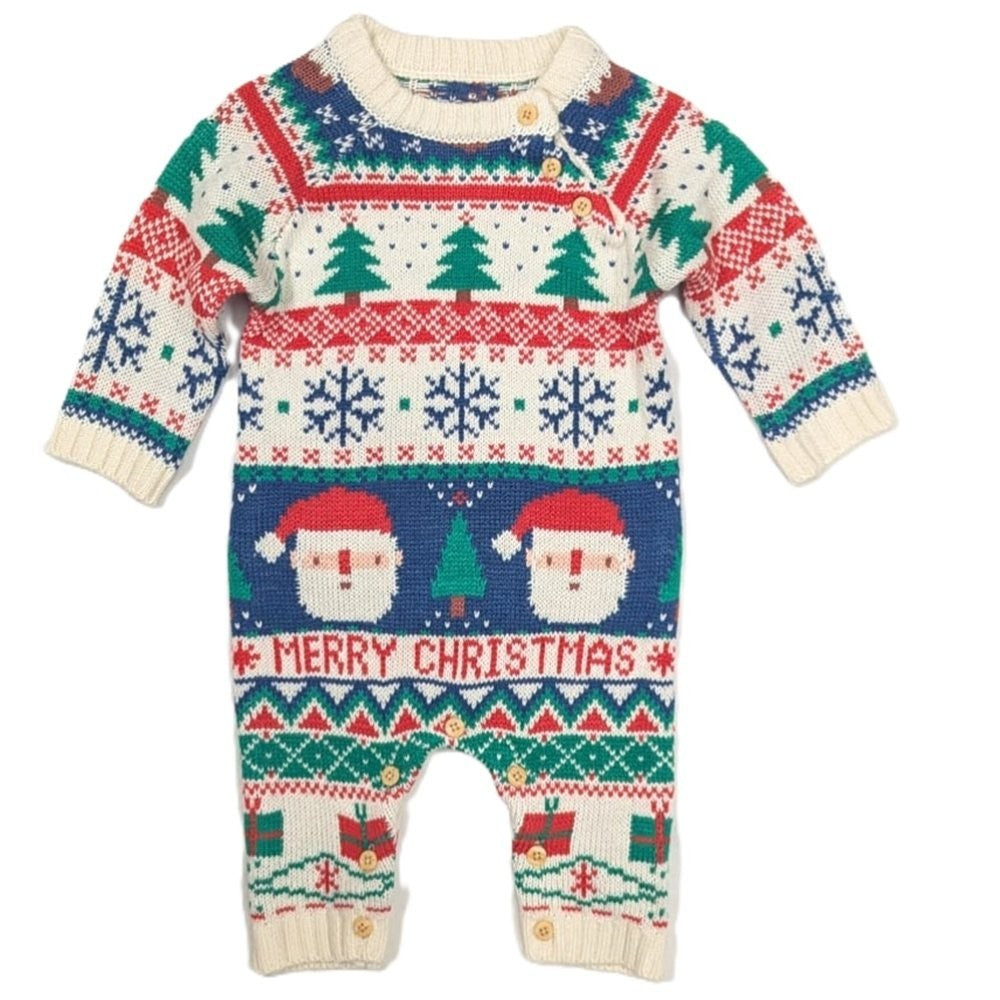 Festive Knitted Baby Christmas Romper – 0-12 Months