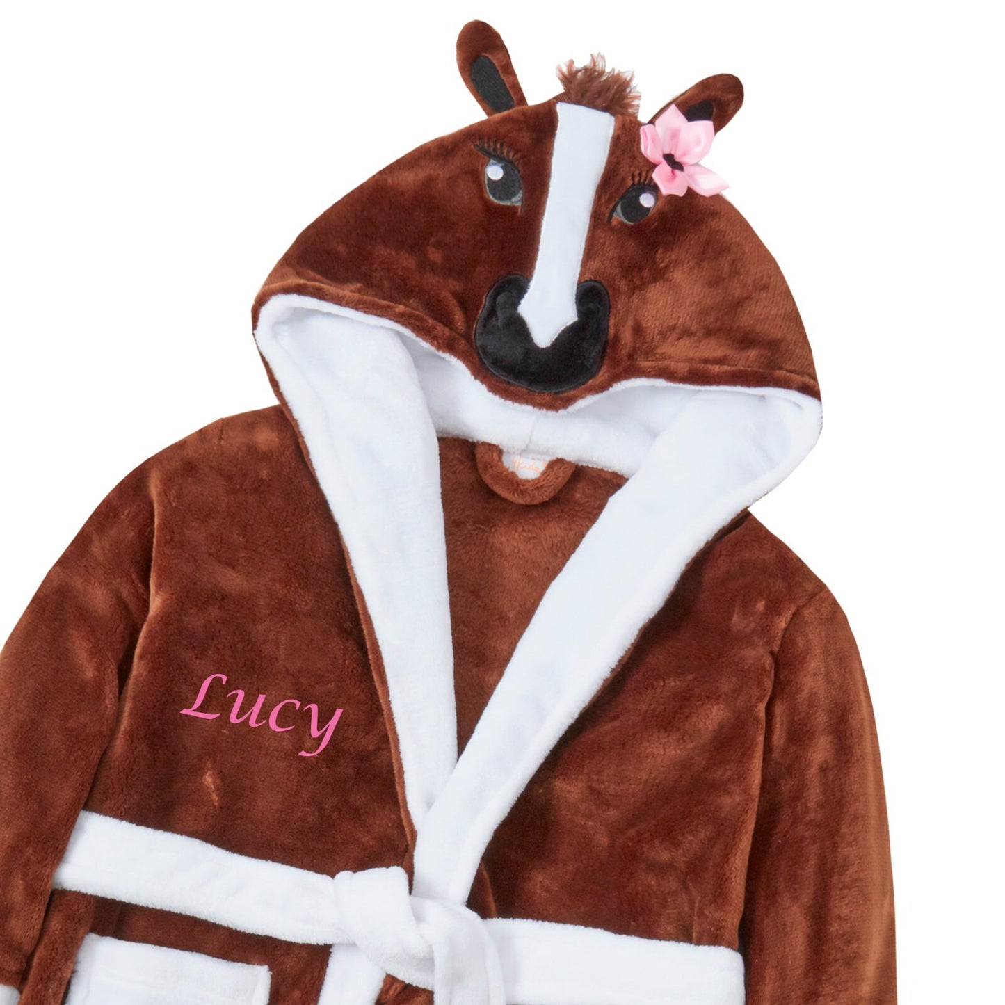 PERSONALISED Girls Horse Design Dressing Gown Robe  2-13 Years