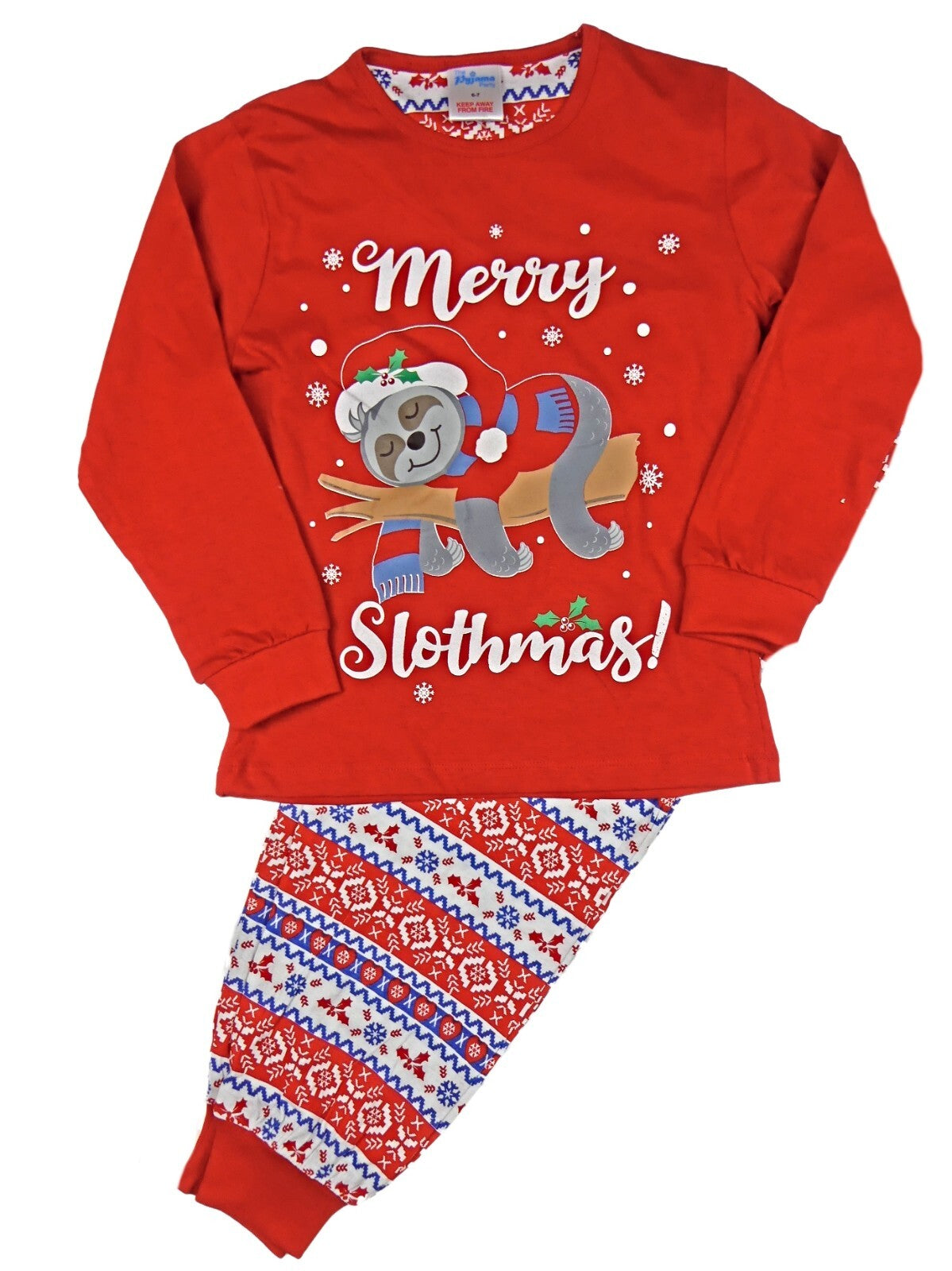 Boys Girls Personalised Christmas Sloth  Pyjama Set 4-5 years up to 13 Years