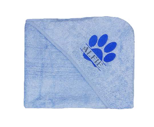 Personalised Puppy Dog Towel With Hood 75 x 75cm Super Absorbent Great Gift