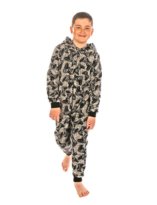 Boys Gamer Design Fleece All In One 7-8 Years 9-10 Years 11-12 Years 13 Years