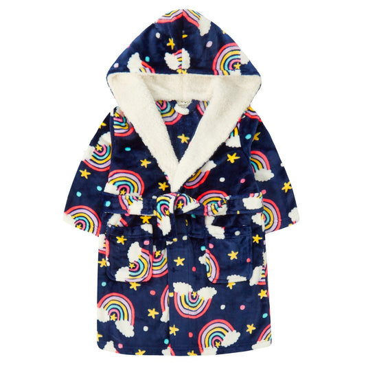 End of Line Girls’ Rainbow Hooded Dressing Gown – Ages 2–3 & 3–4 Years