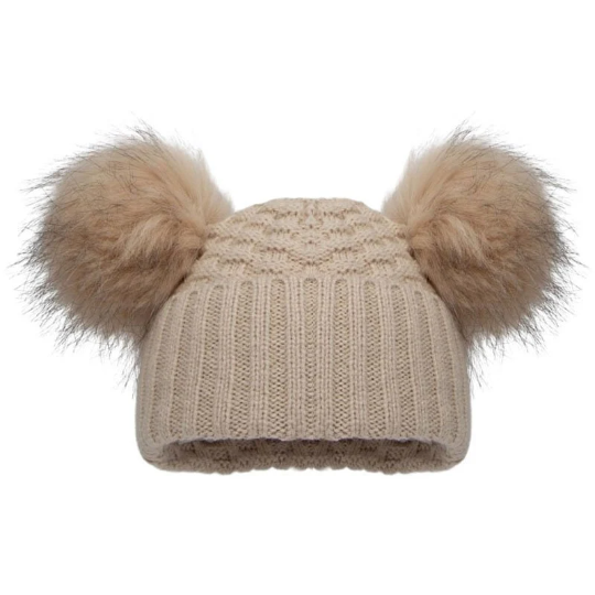 Boys Girls Baby Double Furry Pom Pom Hats 3 Months to 4 Years Cute Personalised