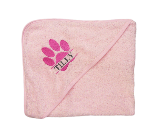 Personalised Puppy Dog Towel With Hood 75 x 75cm Super Absorbent Great Gift