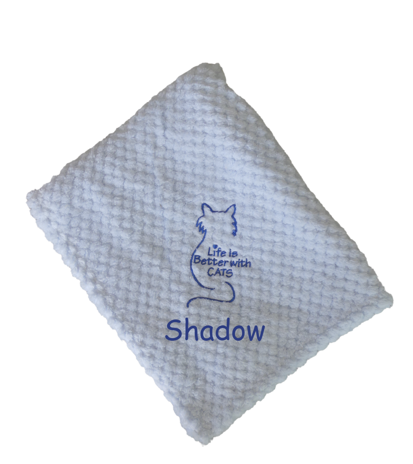 Personalised Kitten Cat Blanket Embroidered 'Life is Better With Cats' and Name