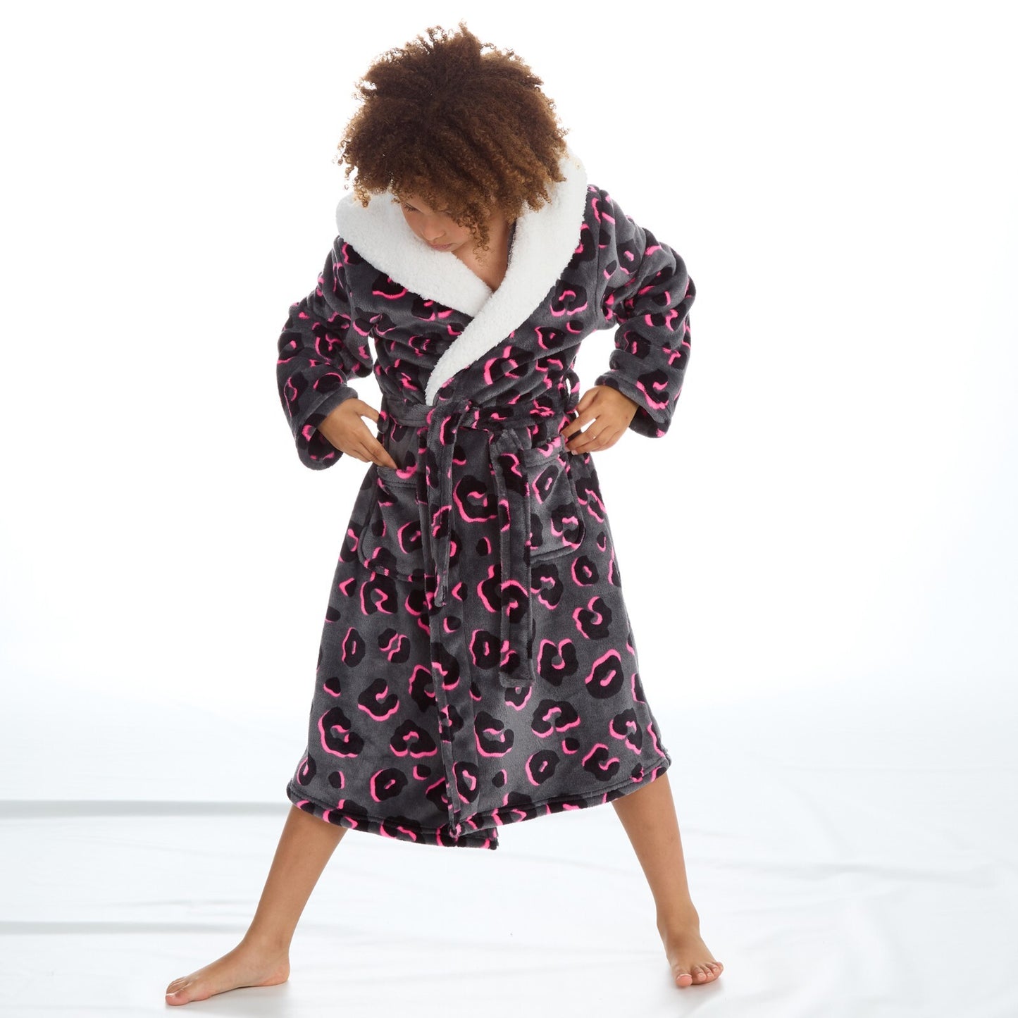 Girls Personalised Neon Animal Print Dressing Gown 7-13 Years  Soft Fleece