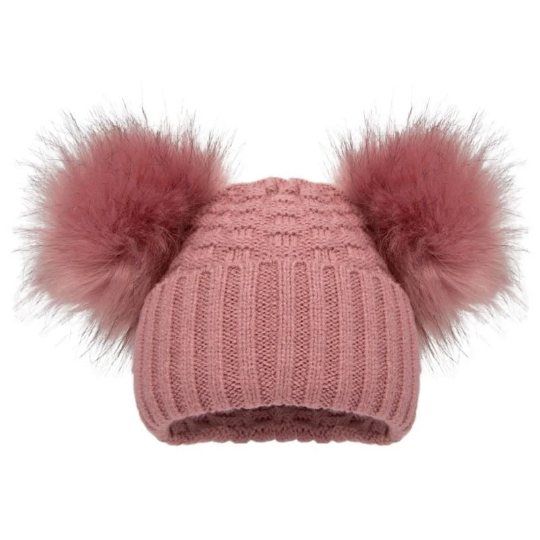 Boys Girls Baby Double Furry Pom Pom Hats 3 Months to 4 Years Cute Personalised