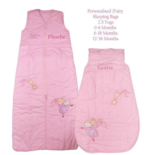Baby Girls Sleeping Bag 2.5 Tog Pink Fairy  12-36 Months Option to Personalise