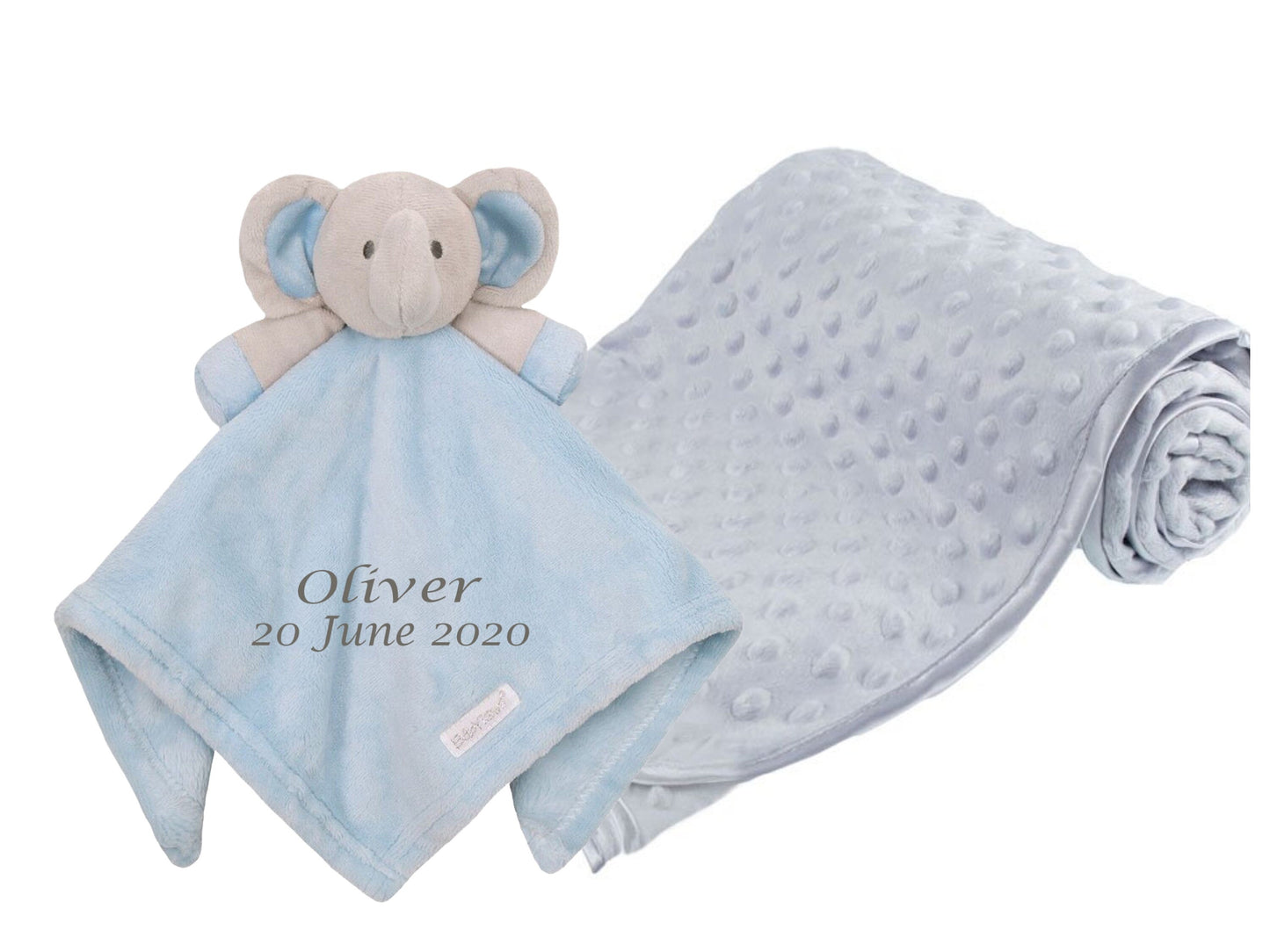 PERSONALISED with EMBROIDERY Elephant Comforter with Blanket Set Beautiful Keepsake Gift for Baby