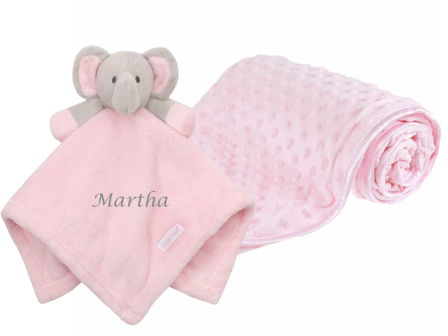 PERSONALISED with EMBROIDERY Elephant Comforter with Blanket Set Beautiful Keepsake Gift for Baby