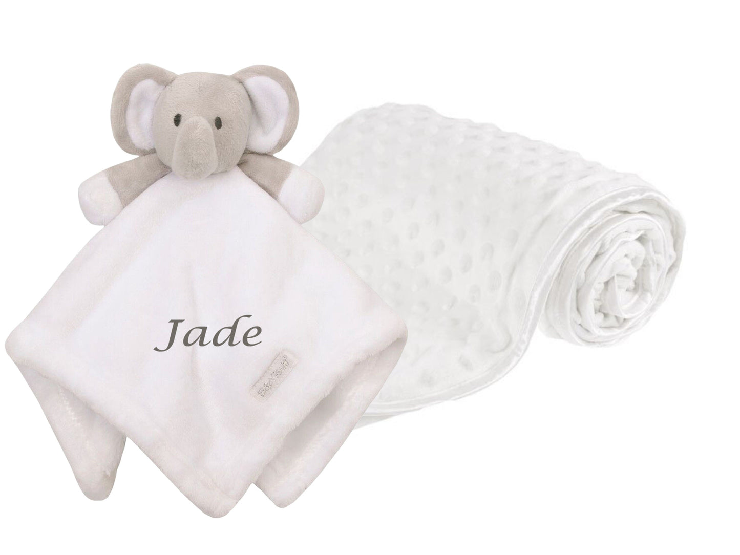 PERSONALISED with EMBROIDERY Elephant Comforter with Blanket Set Beautiful Keepsake Gift for Baby
