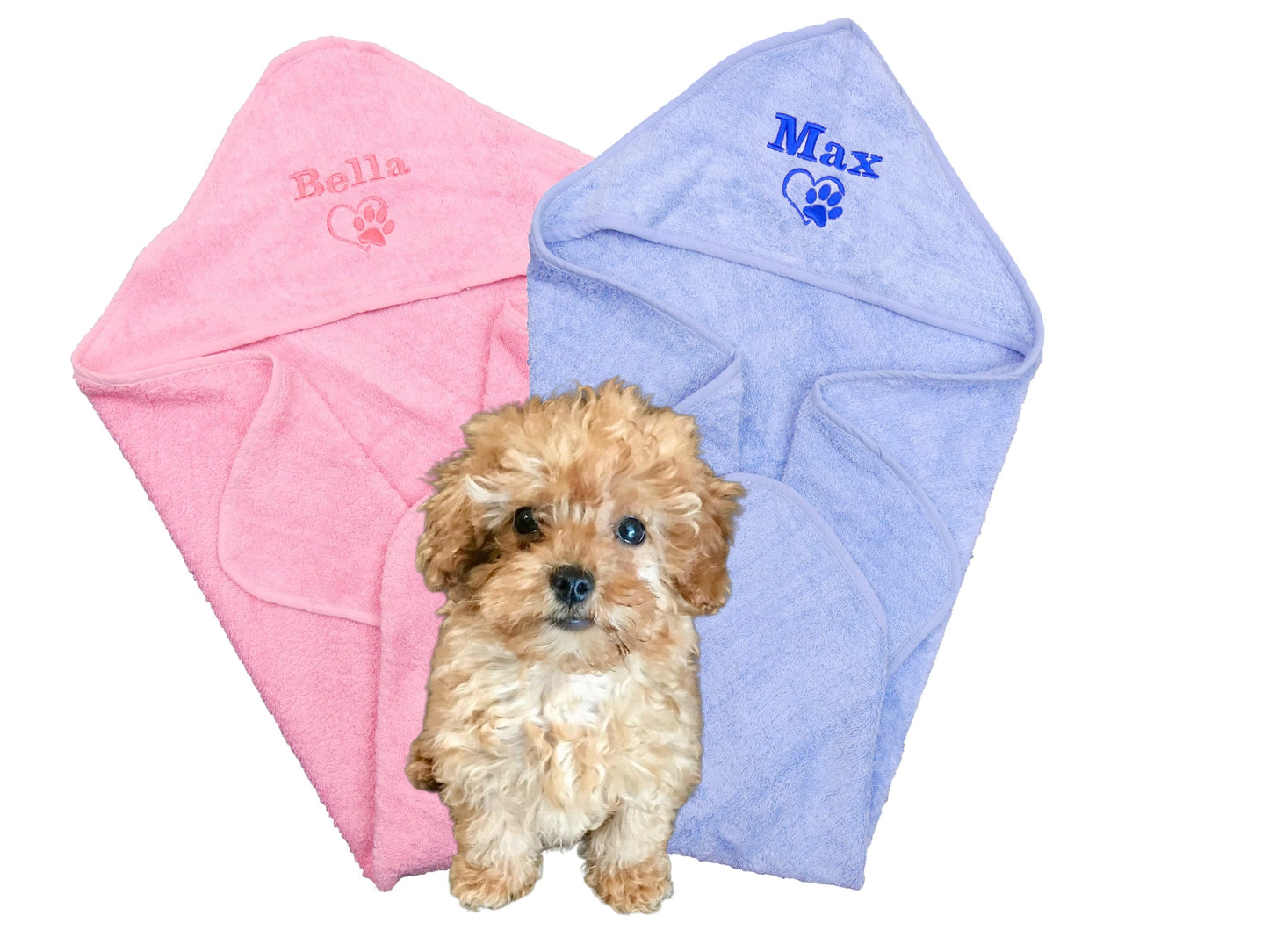 Personalised Hooded Puppy Towel: Super Absorbent 75x75cm Dog Drying Gift for Pet Owners