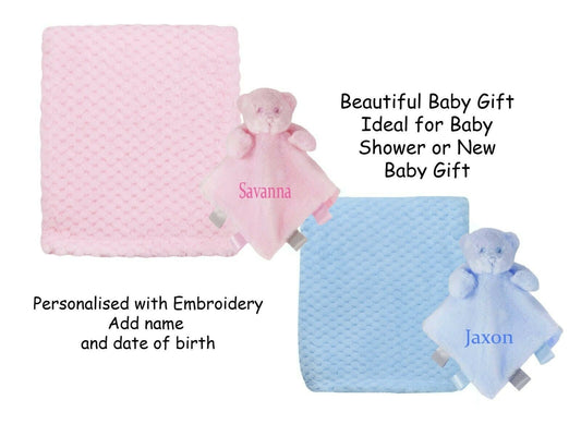 PERSONALISED Comfort Toy and Baby Wrap Ideal Baby Shower Gift Luxury Product