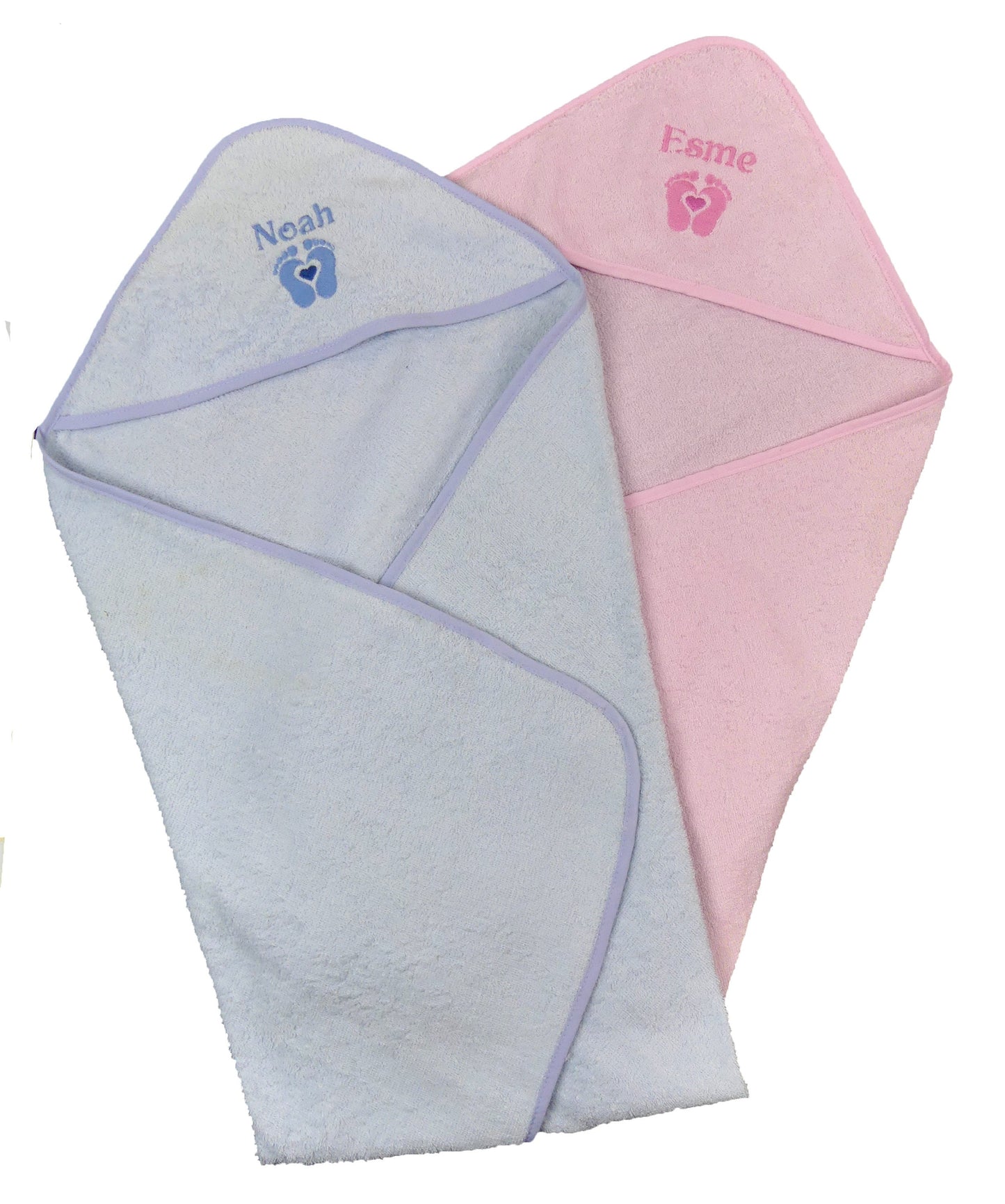 Personalized Baby Hooded Towel with Embroidered Name & Cute Feet - 75x75cm Shower Gift