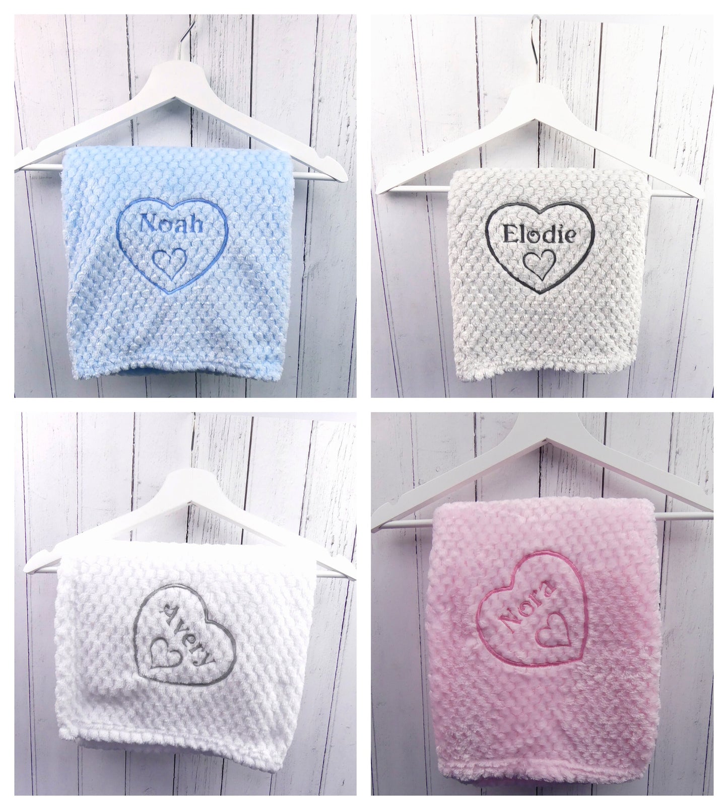 Baby Blanket Personalised Name in Heart Design Soft and Fluffy 75cm x 90cm