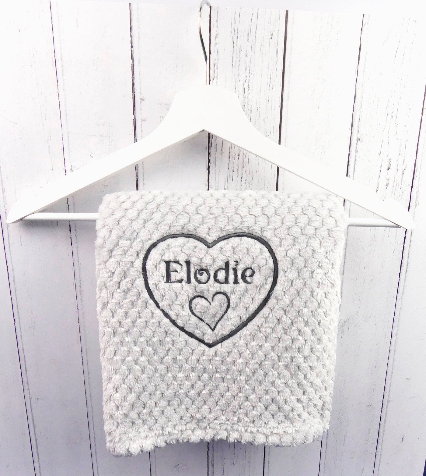 Baby Blanket Personalised Name in Heart Design Soft and Fluffy 75cm x 90cm