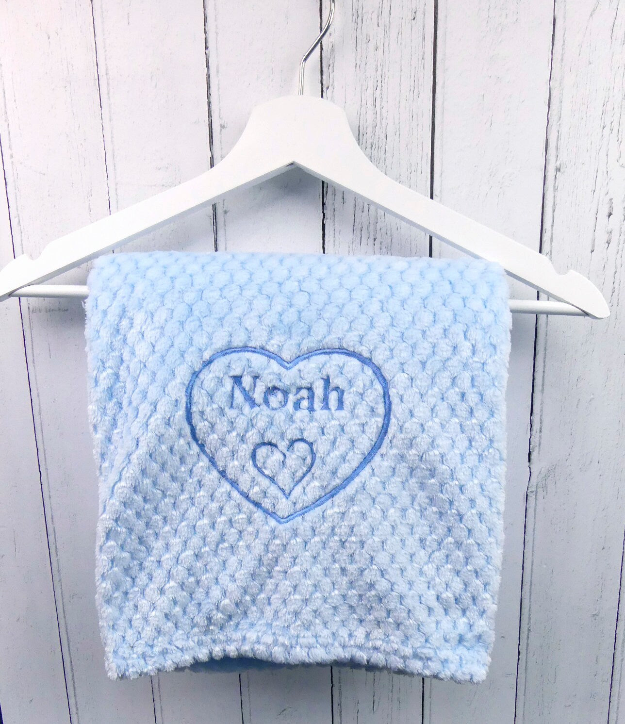 Baby Blanket Personalised Name in Heart Design Soft and Fluffy 75cm x 90cm