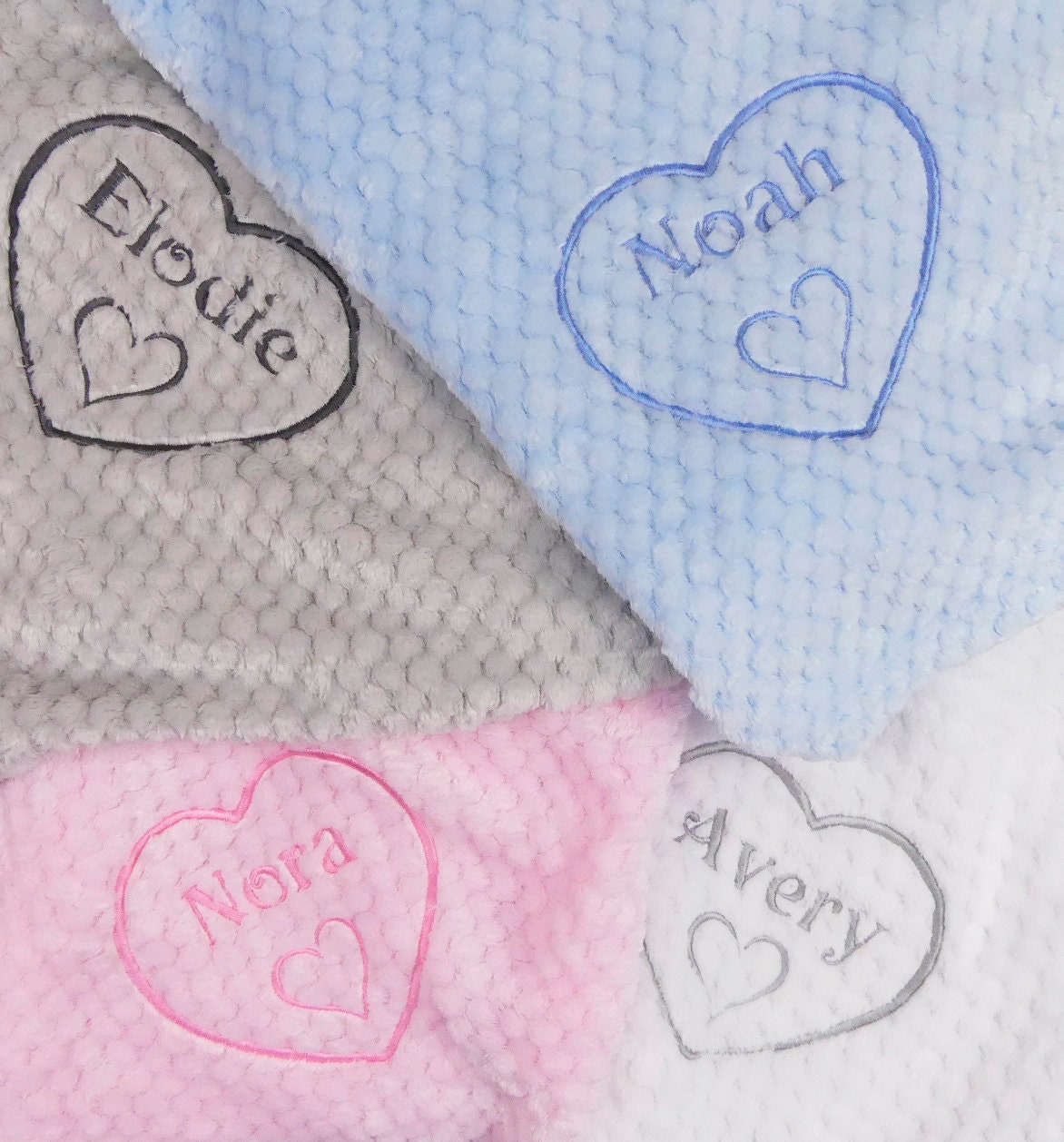 Baby Blanket Personalised Name in Heart Design Soft and Fluffy 75cm x 90cm