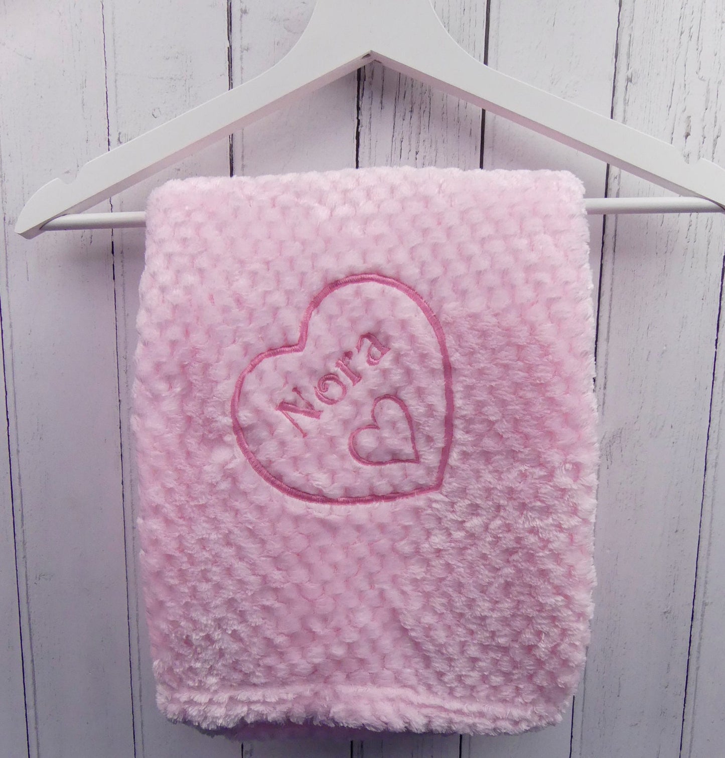Baby Blanket Personalised Name in Heart Design Soft and Fluffy 75cm x 90cm