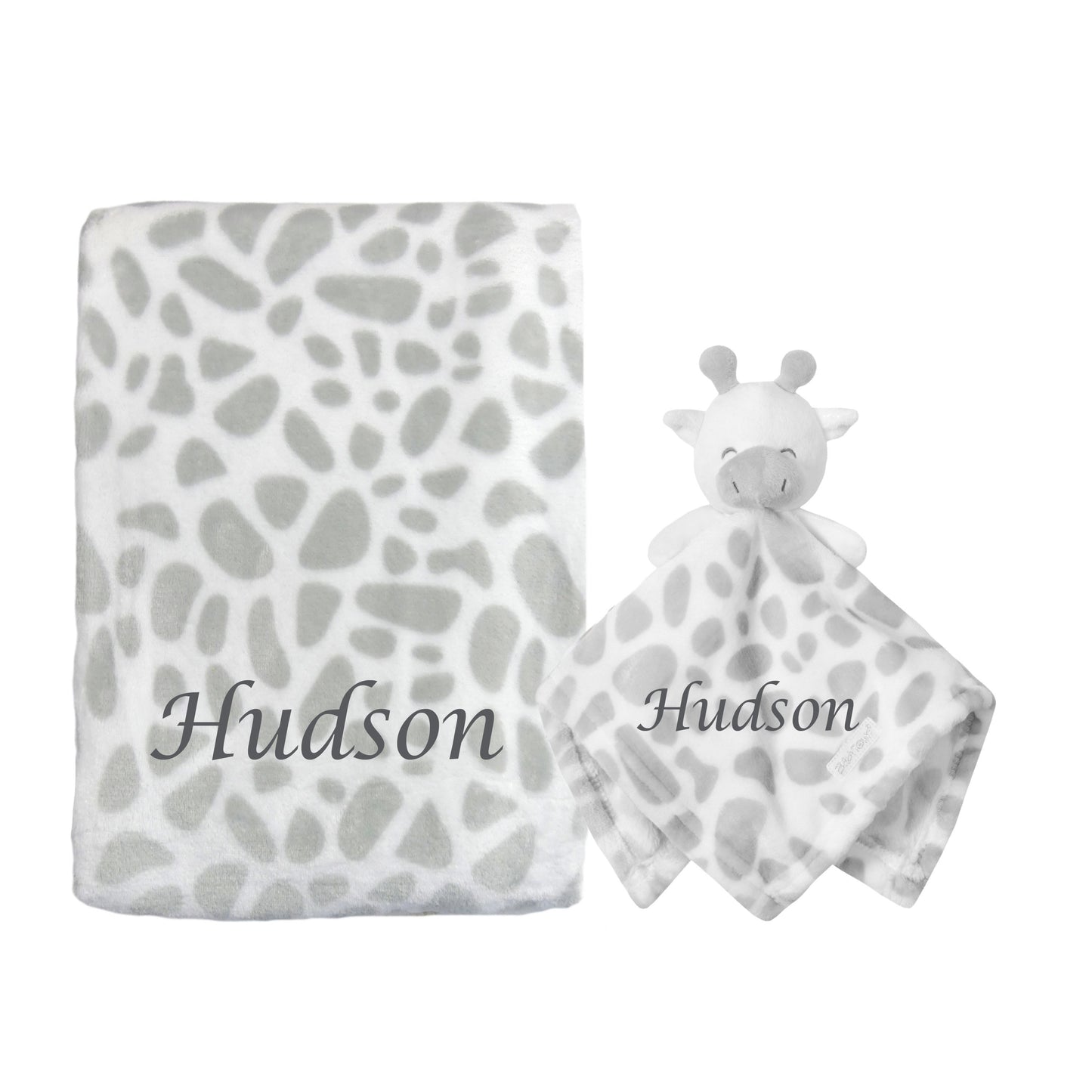 Giraffe Comforter Matching Blanket BOTH ITEMS PERSONALISED with embroidery Beautiful Keepsake Baby Gift