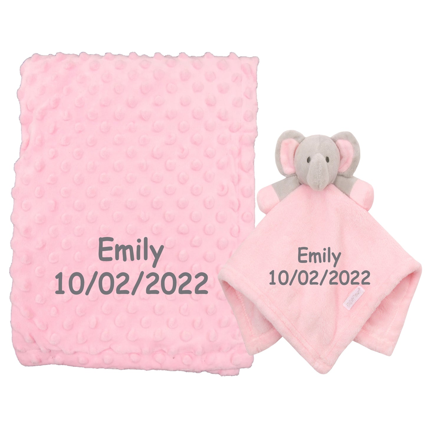 BOTH Personalised with Embroidery Luxury Bobble Blanket Baby Blanket Comforter Set Keepsake Gift for Baby